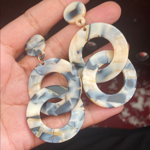 Acrylic Teardrop Earrings with Crystal Accents - Picture 6 of 6